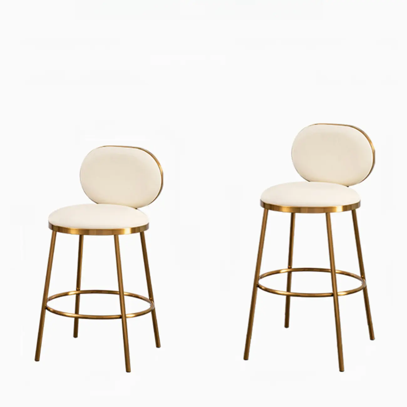 Modern 4-Leg Metal Faux Leather Upholstered Bar Stools
