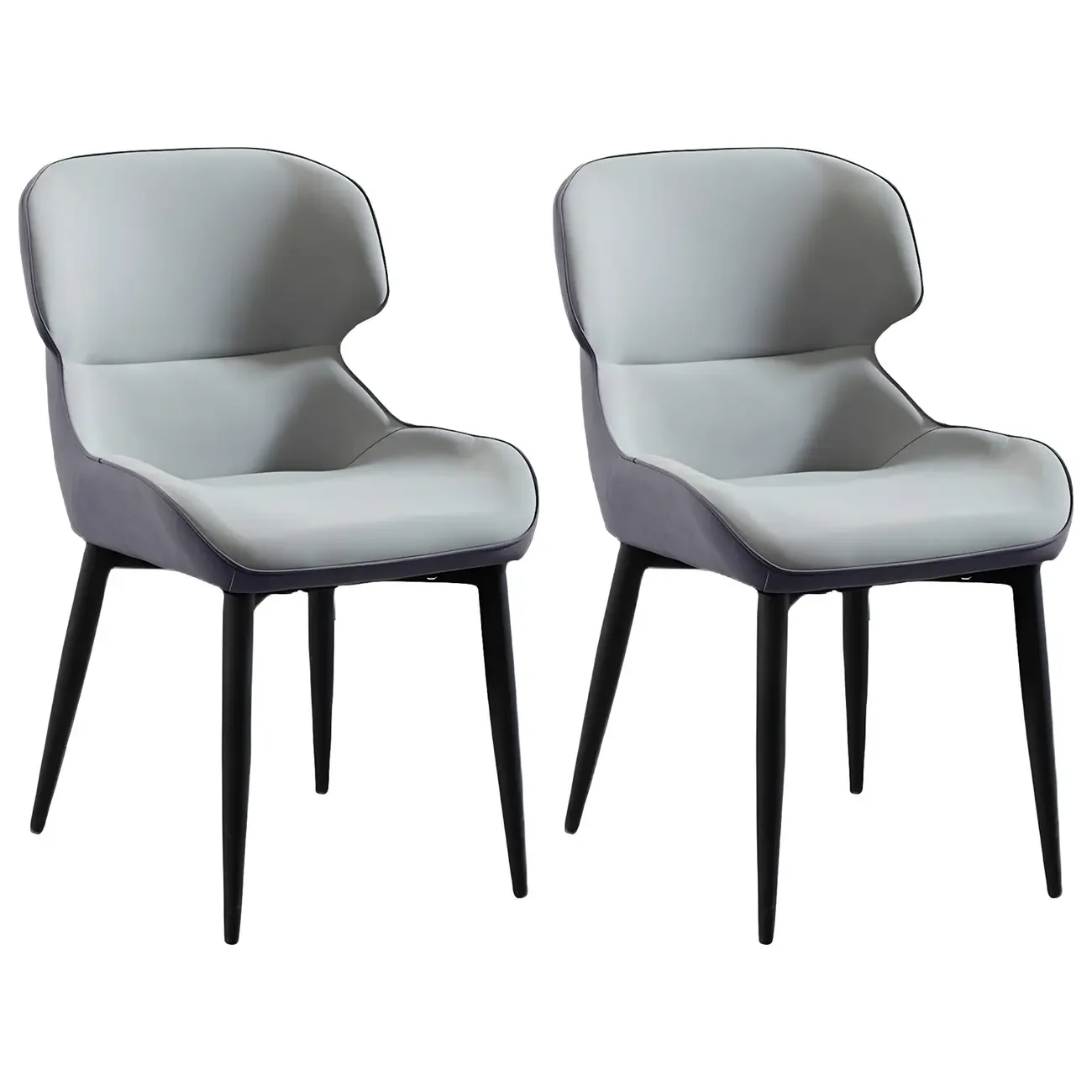 Scandinavian Leather Wingback Upholstered Dining Chair