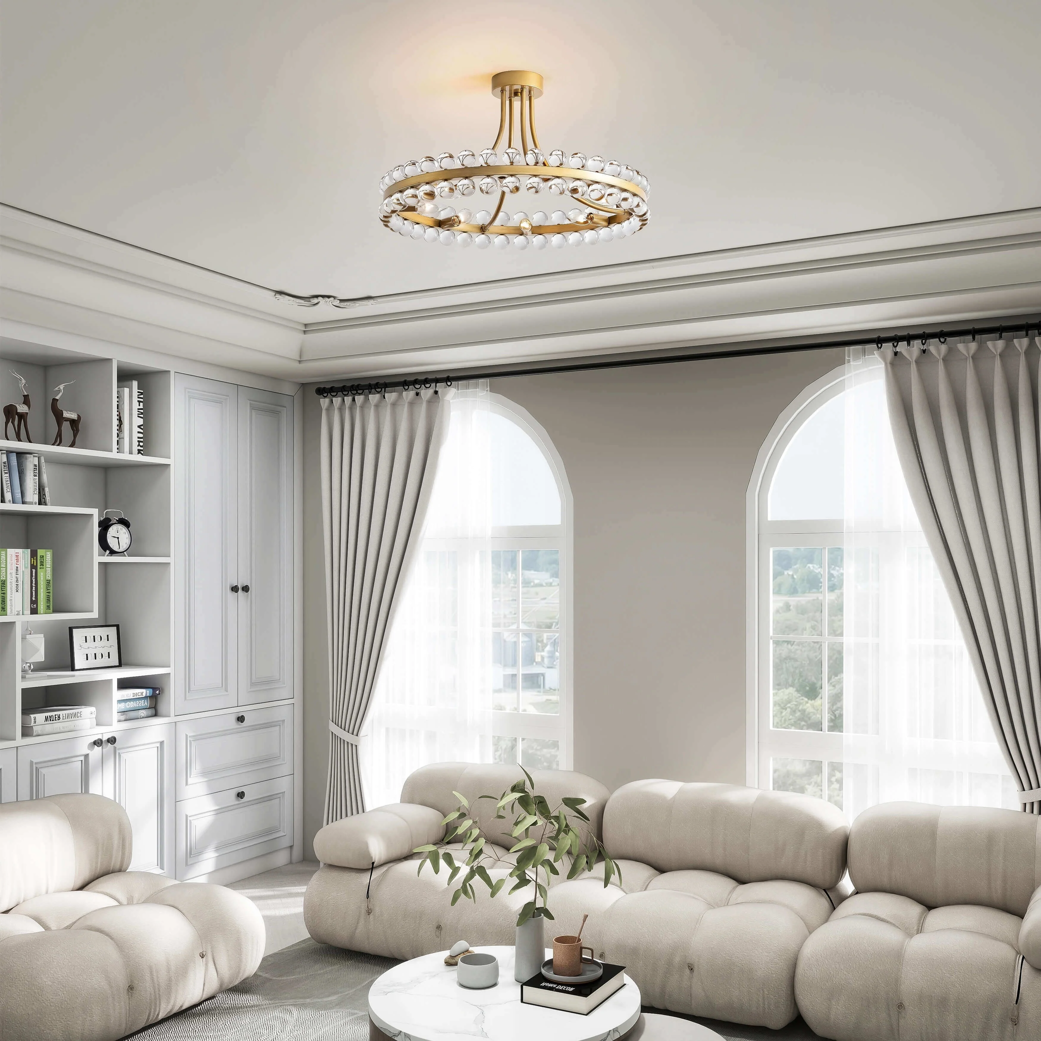 Elvira 8-Light Wagon Wheel Crystal Semi-Flush Mount