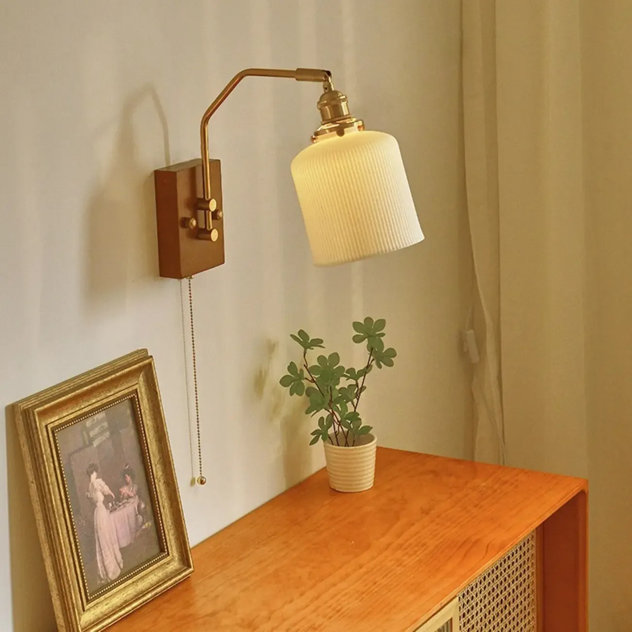 Vintage Cylinder Indoor Wall Light with Ceramics Shade