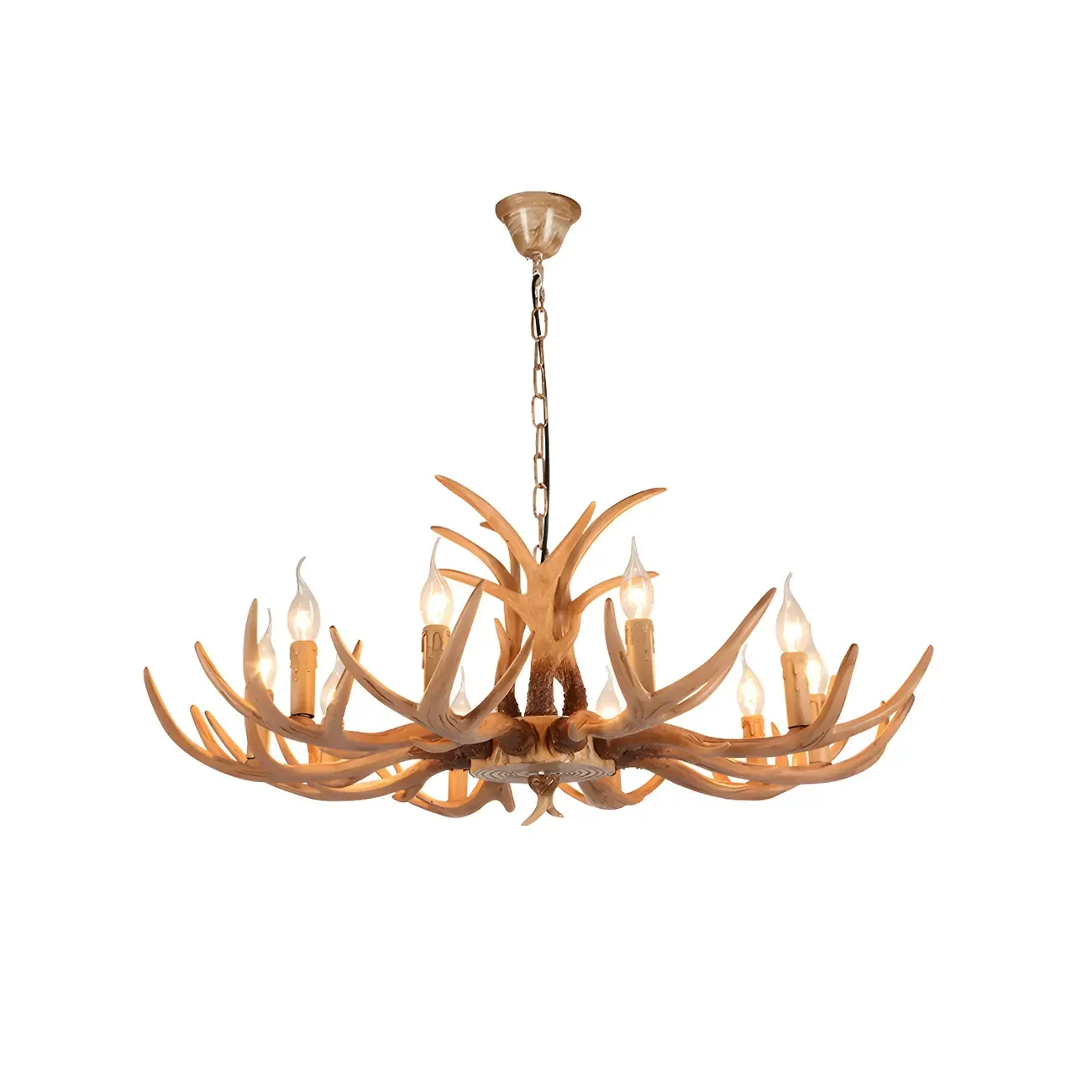 Gold Antler Shape Resin Rustic Chandelier Lighting