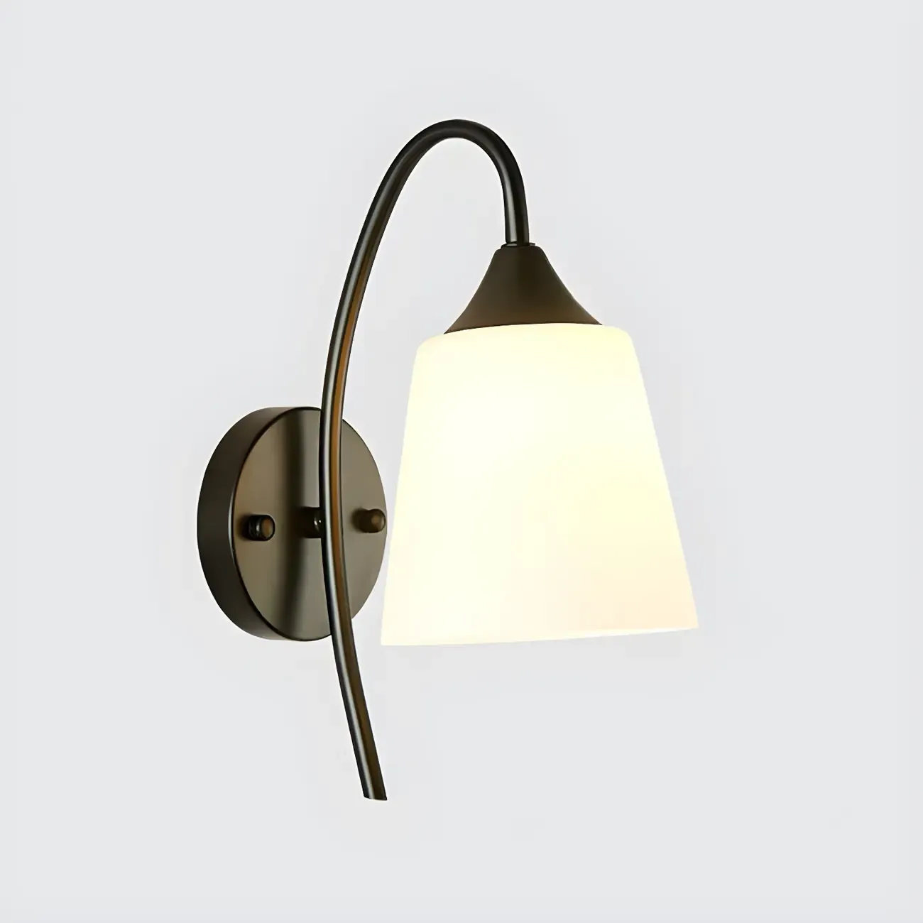 Modern Metal Black Arc Bathroom Vanity Light with Glass Shade