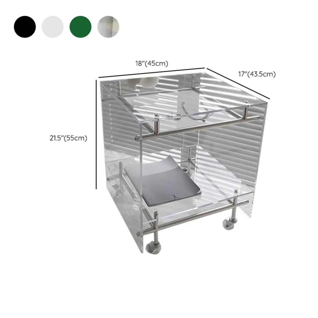 Stylish Clear Acrylic 360° Rolling Cubic Side Table