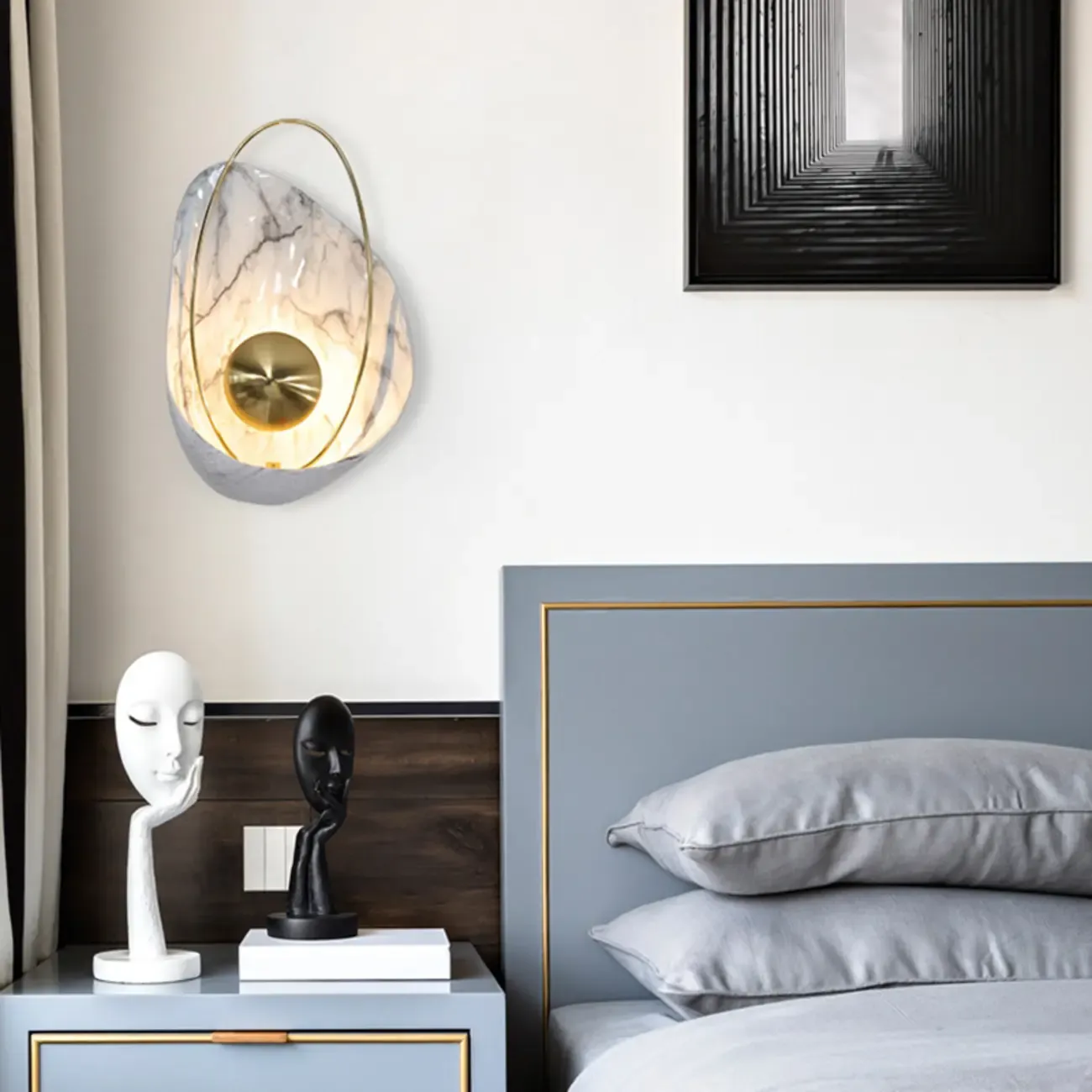 Unique Wall Sconce with Resin Shade for Bedroom Lighting