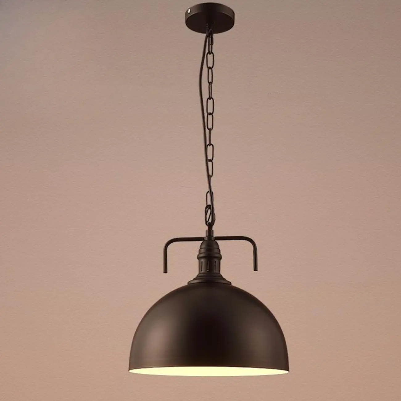 Industrial Adjustable Black Round Pendant light