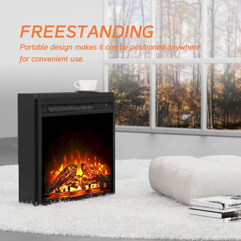 WAMPAT 36 inch 3 Sided Glass Electric Fireplace InsertBlack