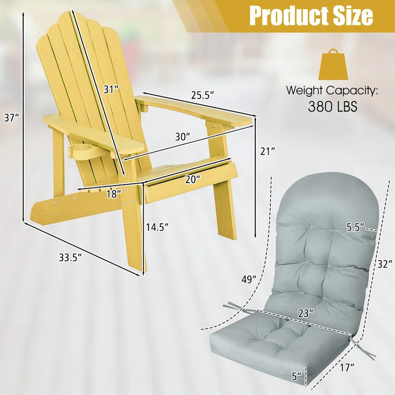 Costway Adirondack Chair HIPS Adirondack Chair with Cup Holder & - See Details