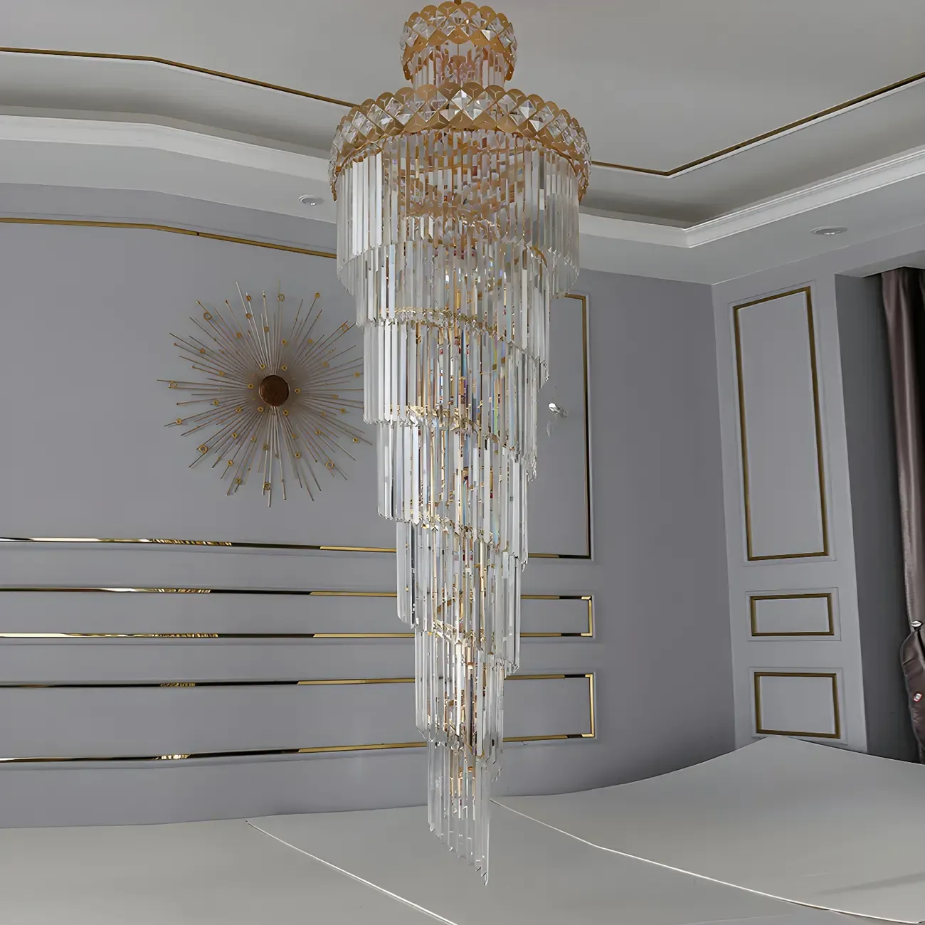 Luxurious Spiral Tiered LED Crystal Chandelier
