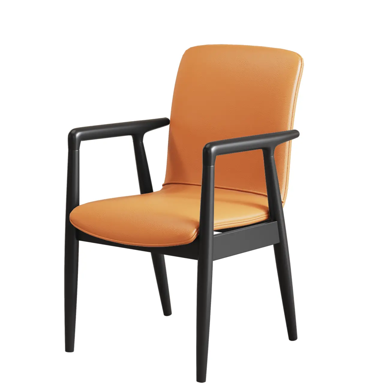 Modern Wood Faux Leather Upholstered Dining Armchair