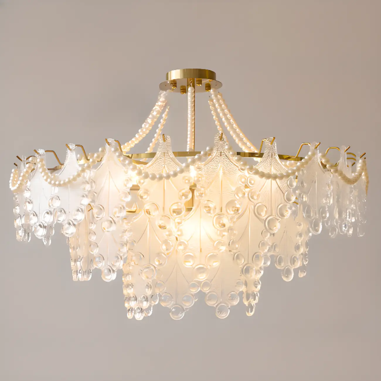 Gold Crystal Beads Chandelier with Elegant Design