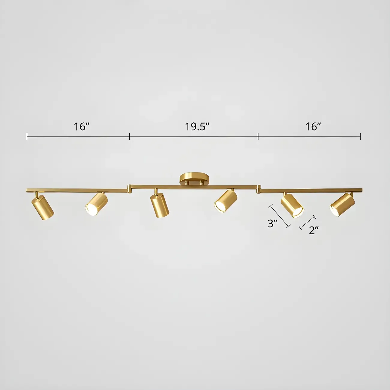 6-Light Modern Golden Swing Arm Semi Flush LED Track Light
