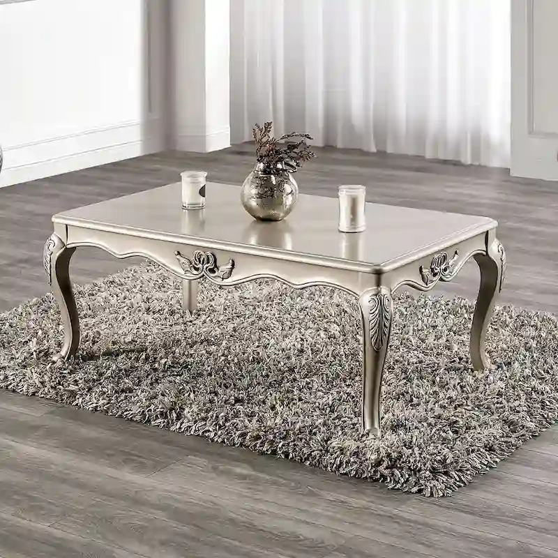 Furniture of America Clarissa Traditional Solid Wood Coffee Table with Carved Legs