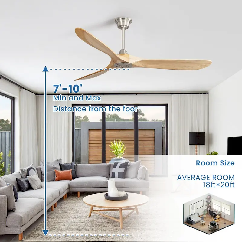 60  Smart Ceiling Fan without Light,Nickel downrod with Plastic Blades