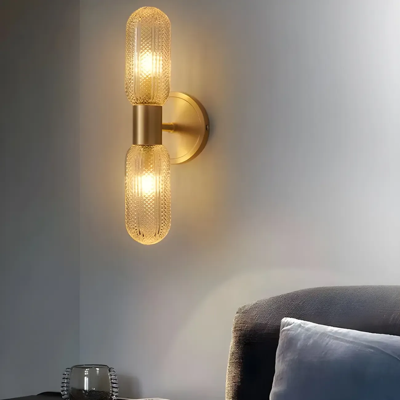 Unique Gold Up Down Wall Mounted Prismatic Glass Vanity Light