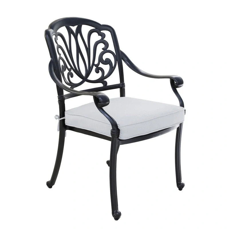 Saratoga 9-piece Gun Metal Aluminum Square Dining Set with 8 Cushioned Arm Dining Chairs