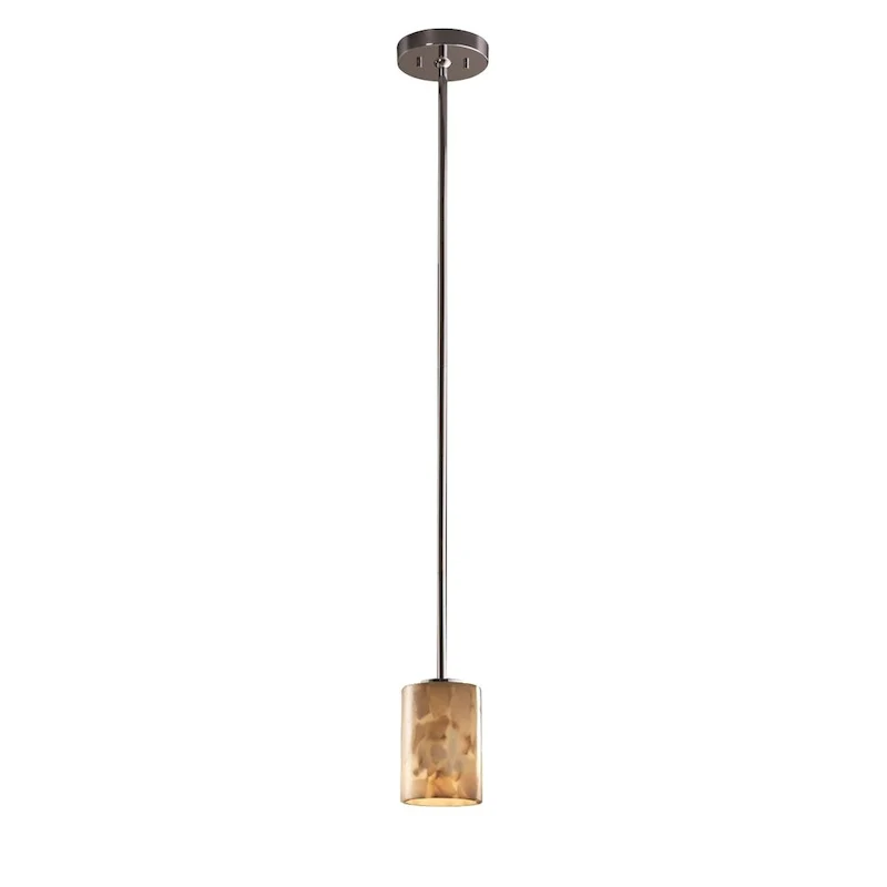 Justice Design Alabaster Rocks 1-light Brushed Nickel Mini Pendant, Rigit Stem Kit