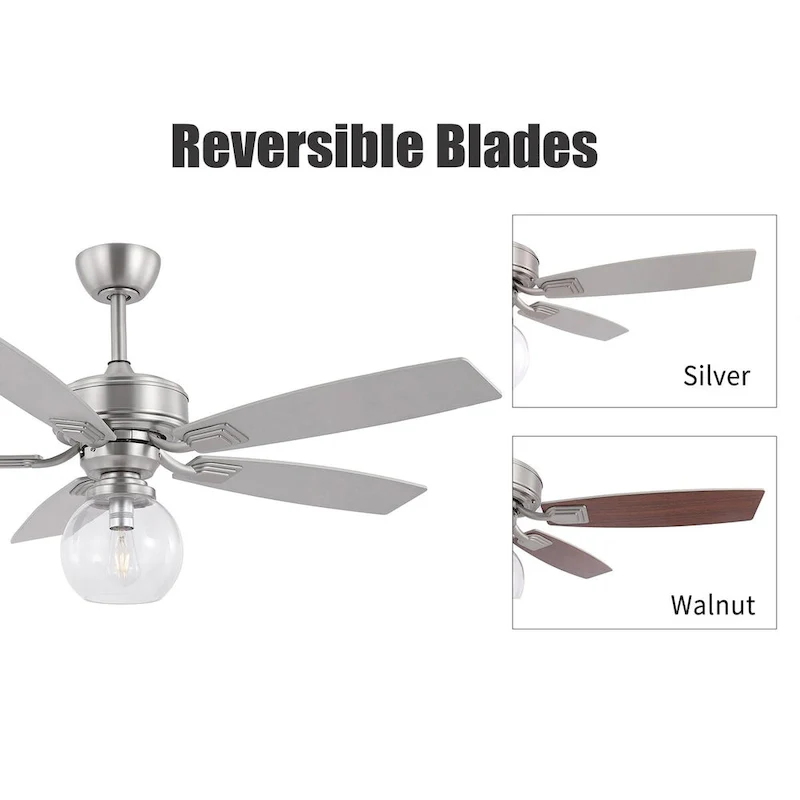 GetLedel 52-inch Industrial 5-Blade Reversible Ceiling Fan with Light and Remote Control