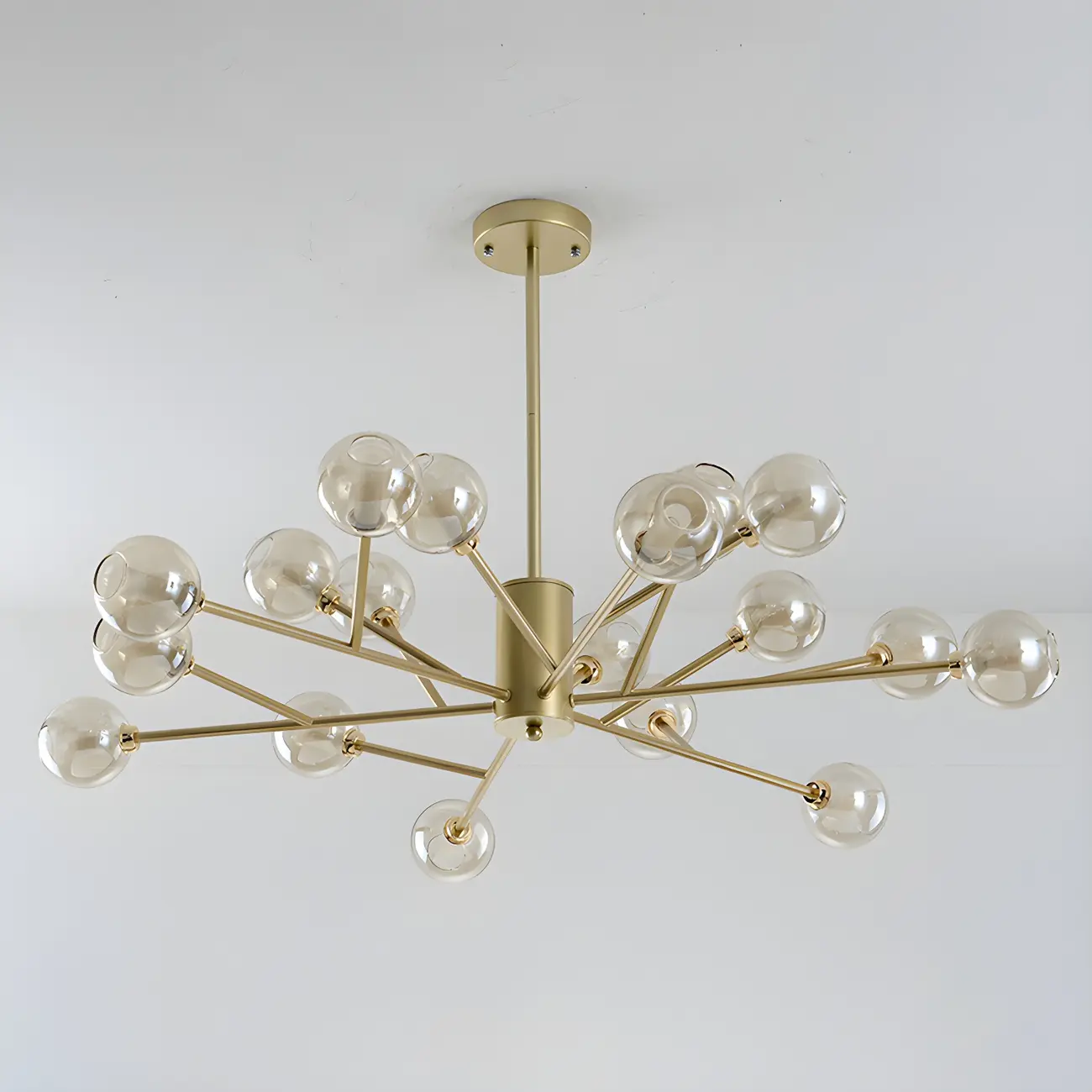 Modern Gold Metal Glass Globe Sputnik Chandelier