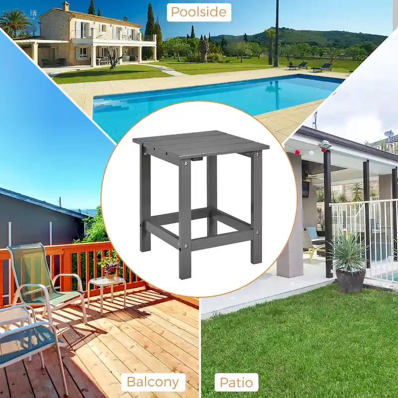 Costway Patio 15 End Side Coffee Table Square Wooden Slat Garden Deck - See details