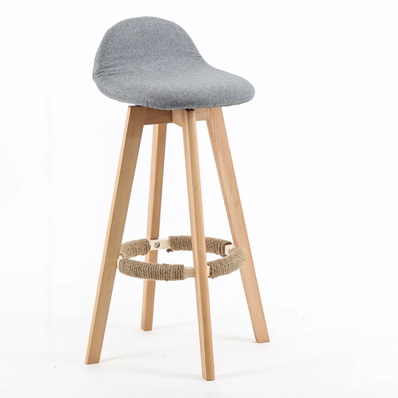Scandinavian Wood Plush Seat Comfy Design Bar Stool