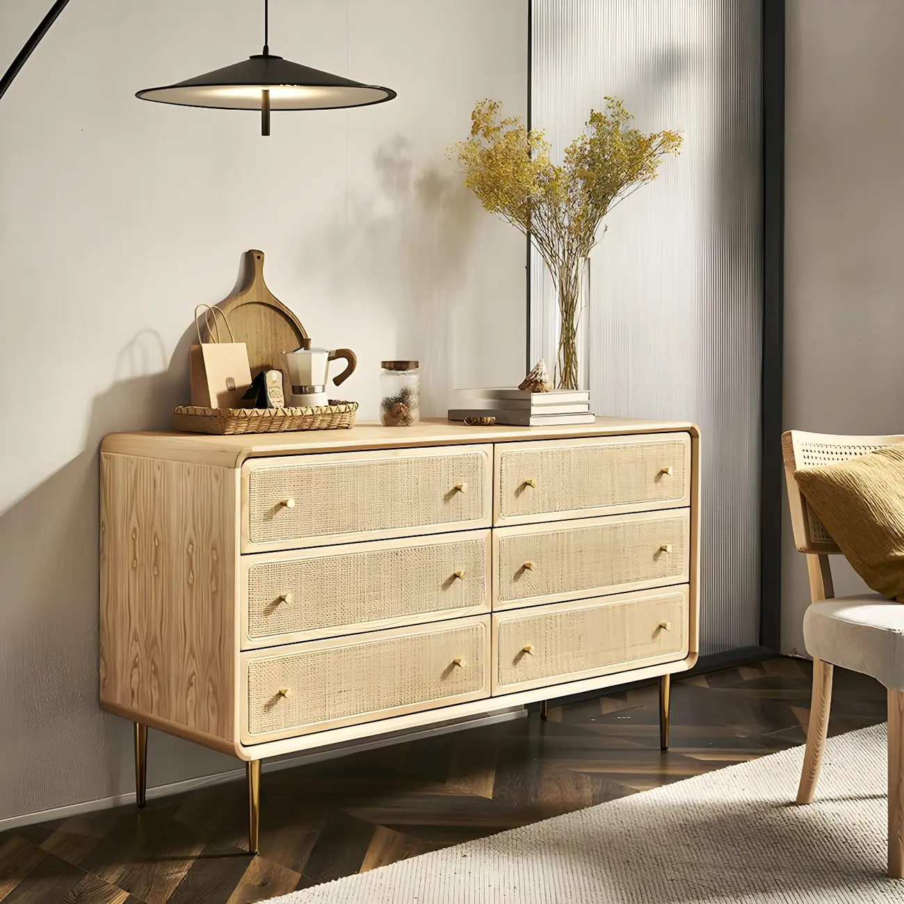 Traditional Natural Wooden Dresser with Drawer