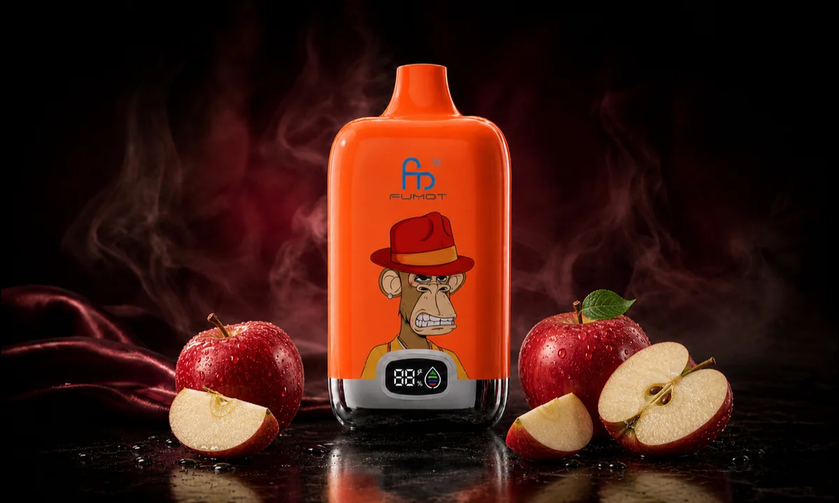 Fumot Digital Box 12000 Two Apple Vape in einer dunklen Rauchszene