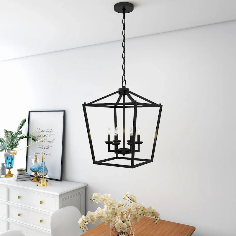 6 - Matte Black/ Gold Light Pendant - 16 x16 x24