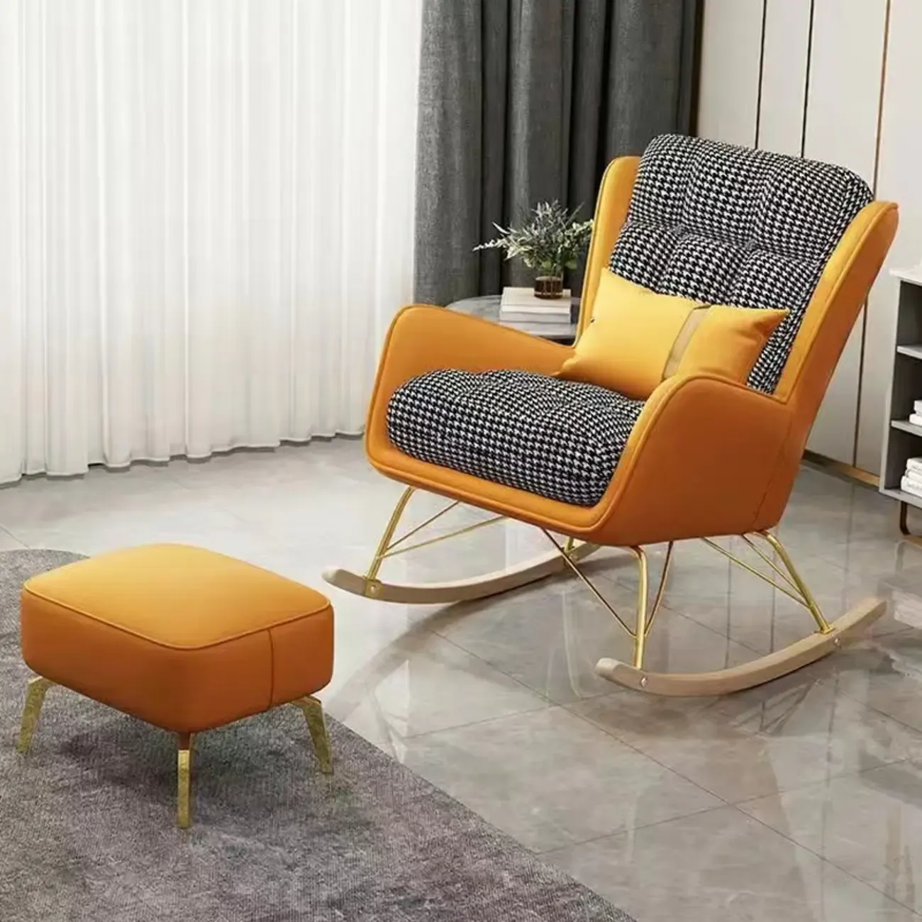 Modern Upholstered Rocking Chair with Optional Ottoman
