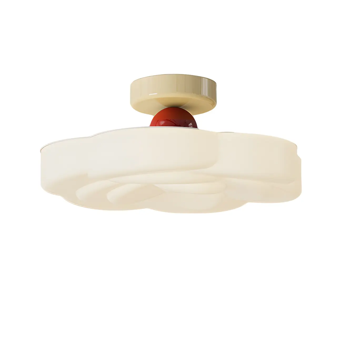 Drum Shape Beige Semi-Flush Ceiling Light with Plastic Shade