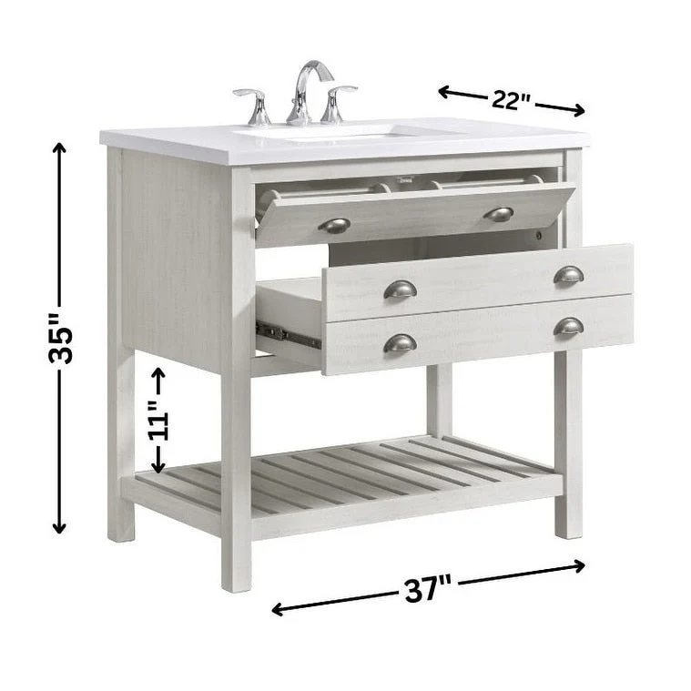 Monterey 37 Farmhouse Single Bathroom Vanity with Top