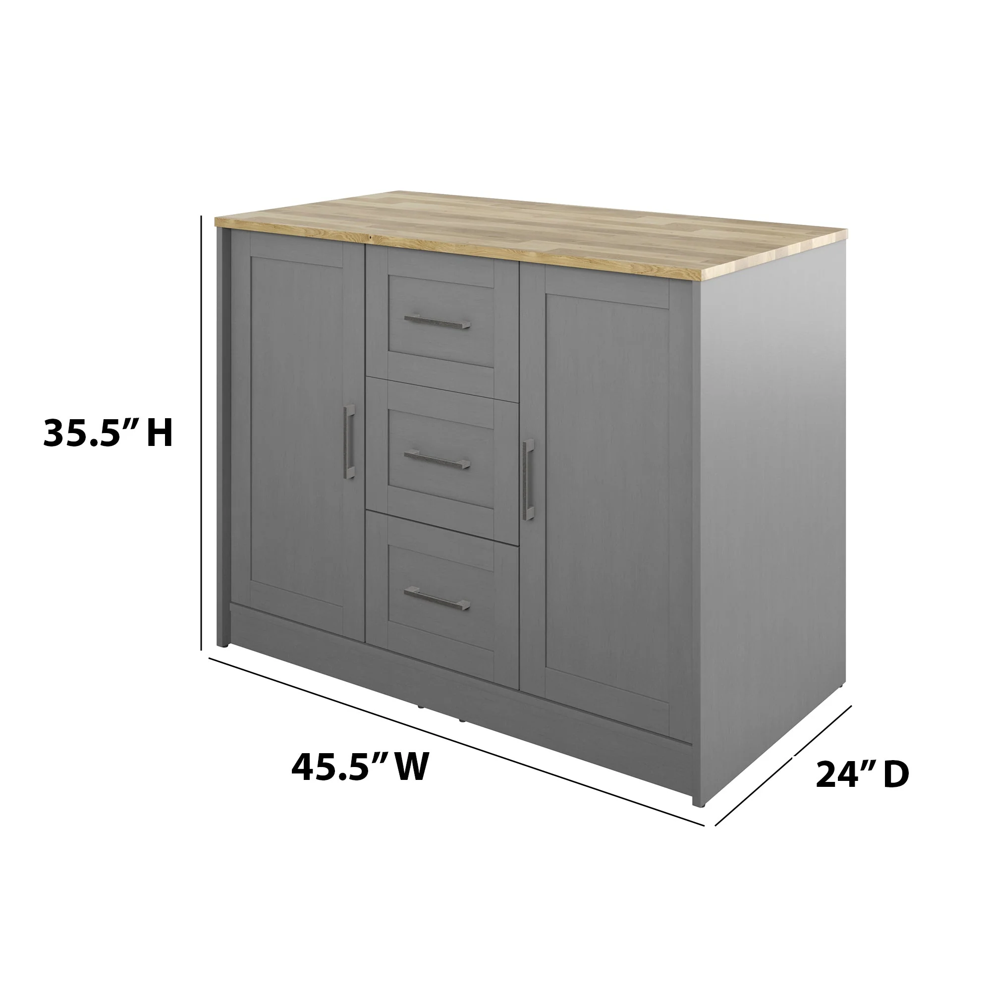 Classic Modern Kitchen Island with Butcher Block Top