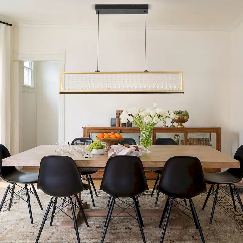 39.8 in.4-Light Modern Farmhouse Linear LED Crystal Chandelier Kitchen Island Pendant Lighting - 39.8 in.