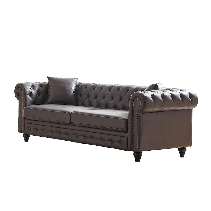 Chesterfield 85.5 Tech Fabric 3-seater Sofa with Cushions