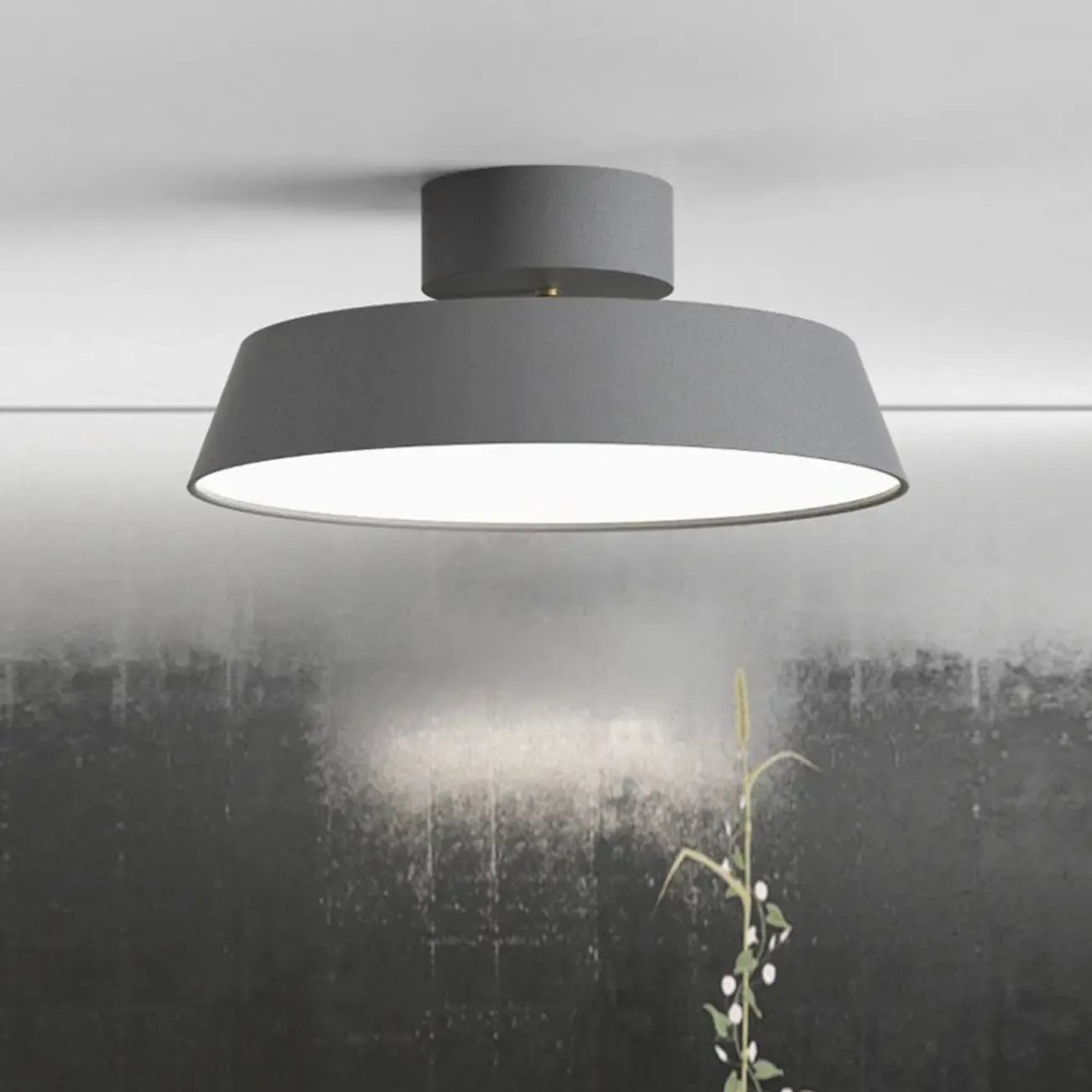 Modern Metal Drum Dimmable Semi Flush LED Ceiling Light