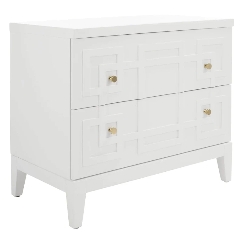 SAFAVIEH Zoey White/Gold 2-Drawer Nightstand