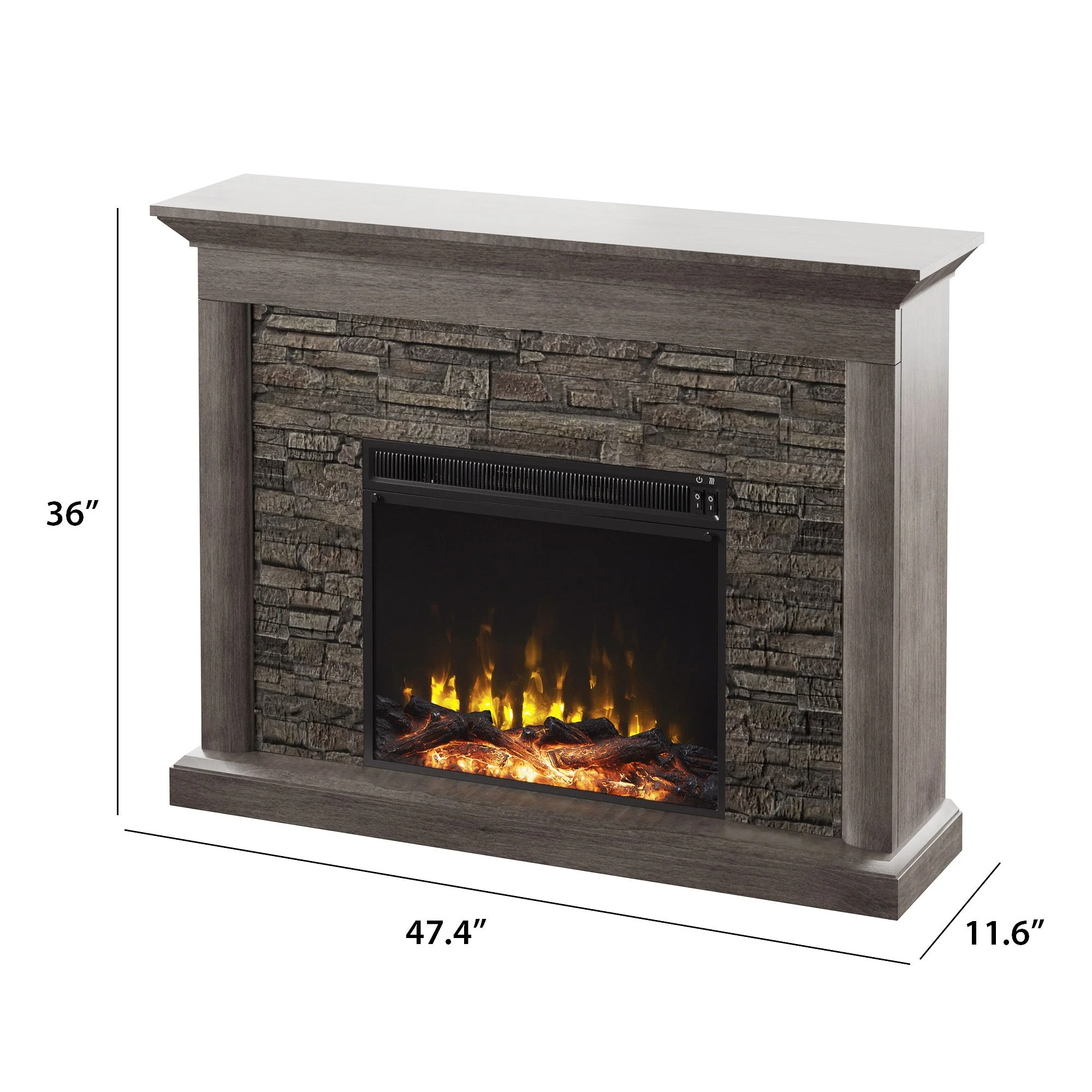 Stacked Stone Wall Mantel with Electric Fireplace