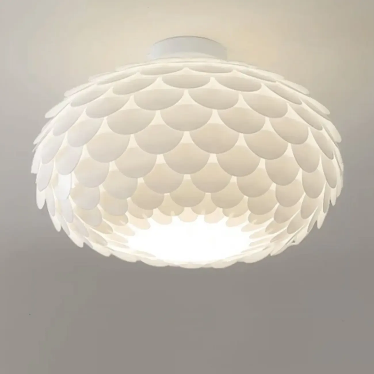 Scalloped White Acrylic Dome Semi Flush Ceiling Light