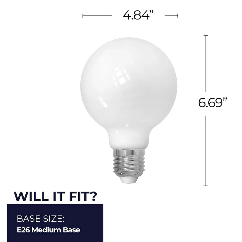 Bulbrite Pack of (2) 8.5 Watt Dimmable Filament G40 Medium (E26) LED Bulb