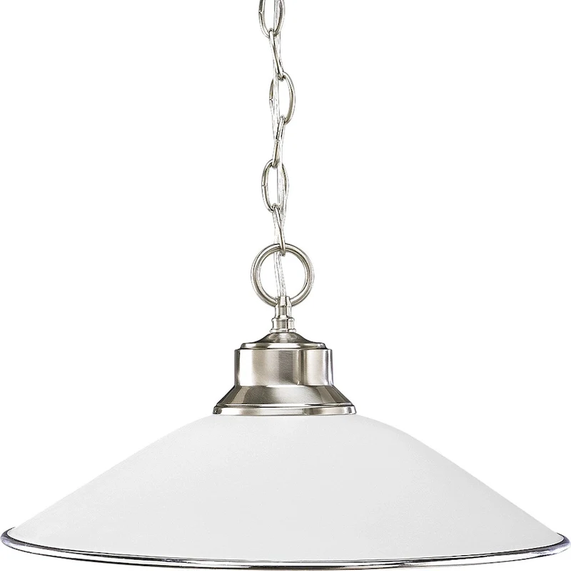Opal Glass One-Light Brushed Nickel Traditional Pendant Light - 6.750  x 19.130  x 19.130