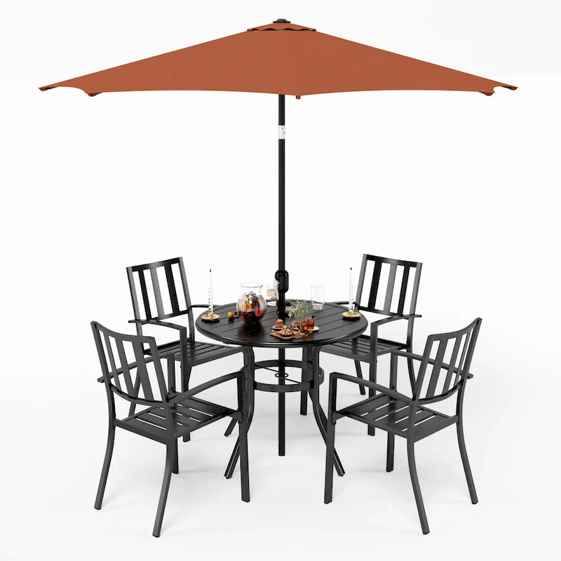 MAISON ARTS 5/6-Piece Patio E-Coating & Stackable Dining Set