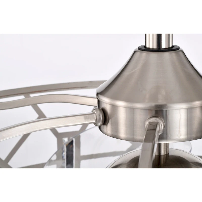 Gio 24 Ince Satin Nickel Finish Glam-Modern Style Crystal Lighted Ceiling Fandelier with Remote