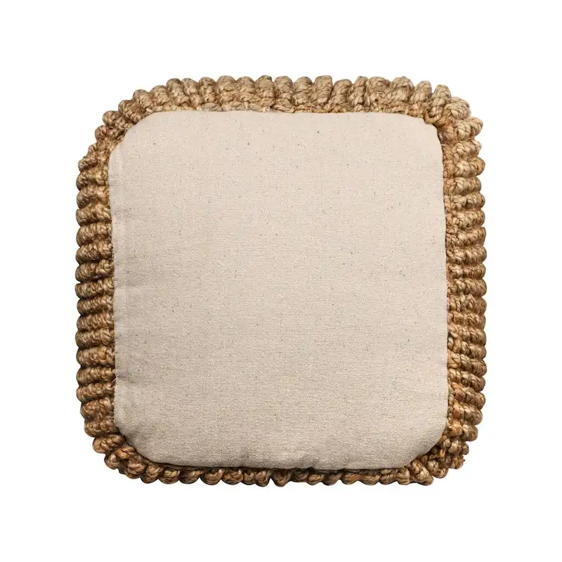 HomeRoots 18 Natural Jute Blend Cube Pouf Ottoman