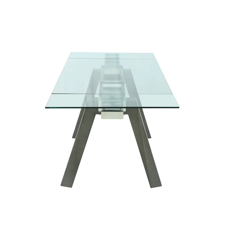 Somette Modern Dining Set with Extendable Glass Table & 2-Tone Chairs