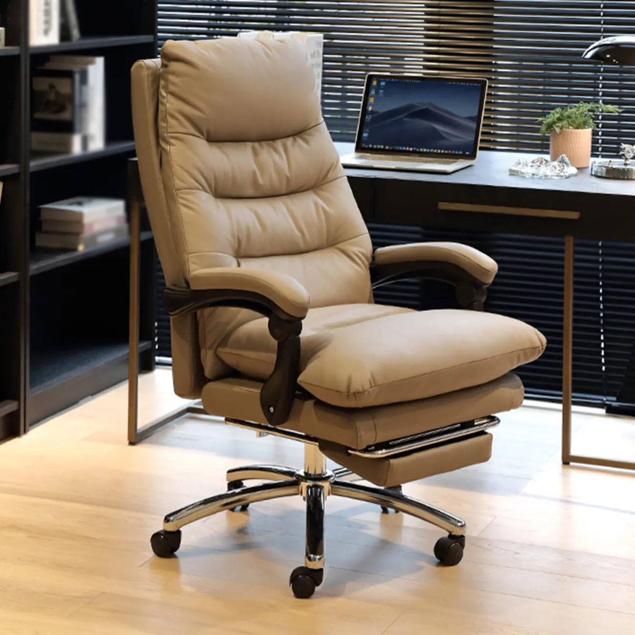 Upholstered Leather Recliner Adjustable Office Chair