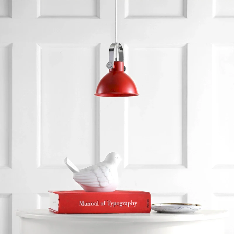 SAFAVIEH Lighting Orhideea Adjustable 1-Light Led White Pendant - 6.25 x6.25 x10-82  - 6Wx6Dx82H