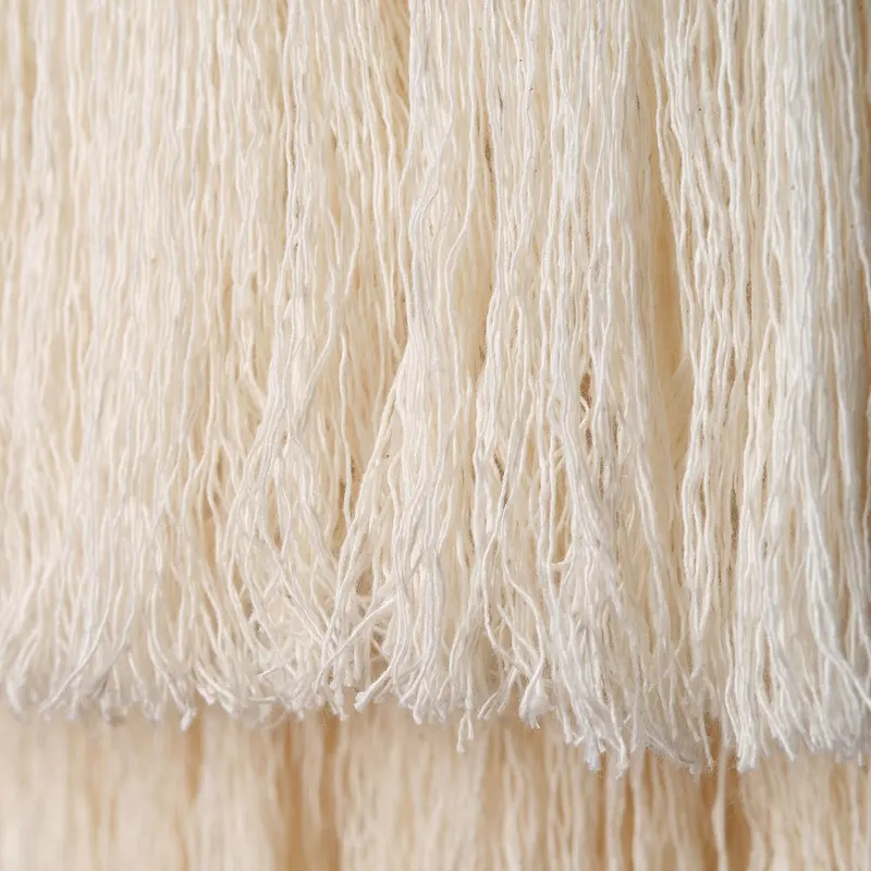 Bohemia Beige 1-Light Cotton Tassel Handmade Design 15.74 Inches Wide Boho Chandelier