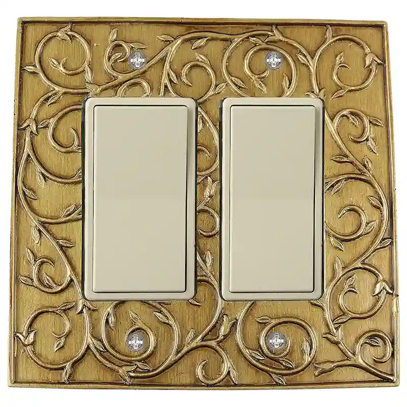 Meriville French Scroll 2 Rocker Wallplate, Double Switch Electrical Cover Plate