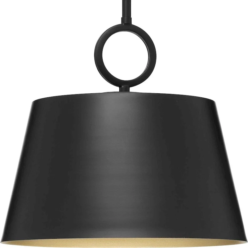 Parkhurst Collection One-Light New Traditional Matte Black Metal Glass Pendant Light - 12.37 in x 12.37 in x 11.87 in