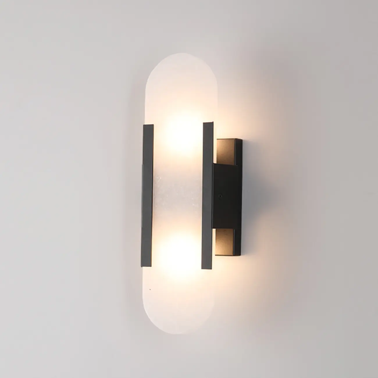 Nordic 2-Light Gold Oval Alabaster Wall Lamp
