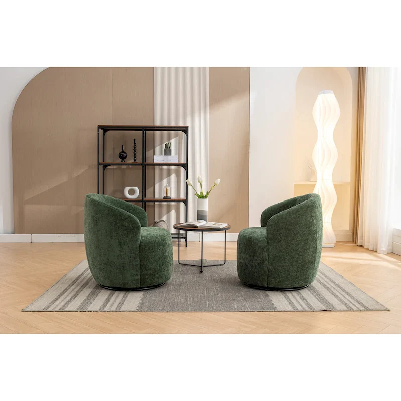 25.6 Swivel Barrel Chair with Black Coating